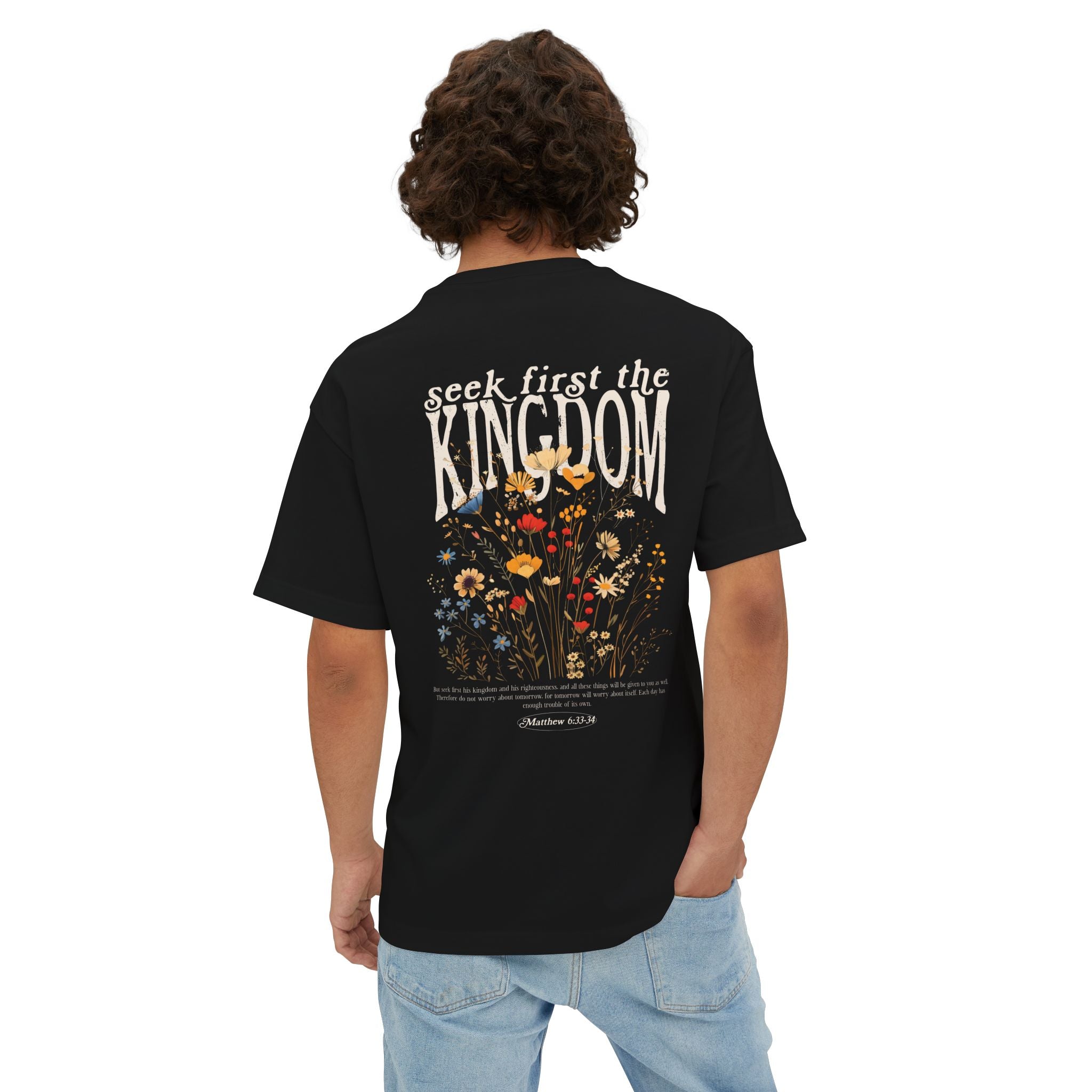 Seek First the Kingdom Tee — Matthew 6:33 Floral Christian Graphic T‑Shirt