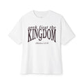 Seek First the Kingdom Boxy Tee — Faith-Inspired Floral Oversized T-Shirt