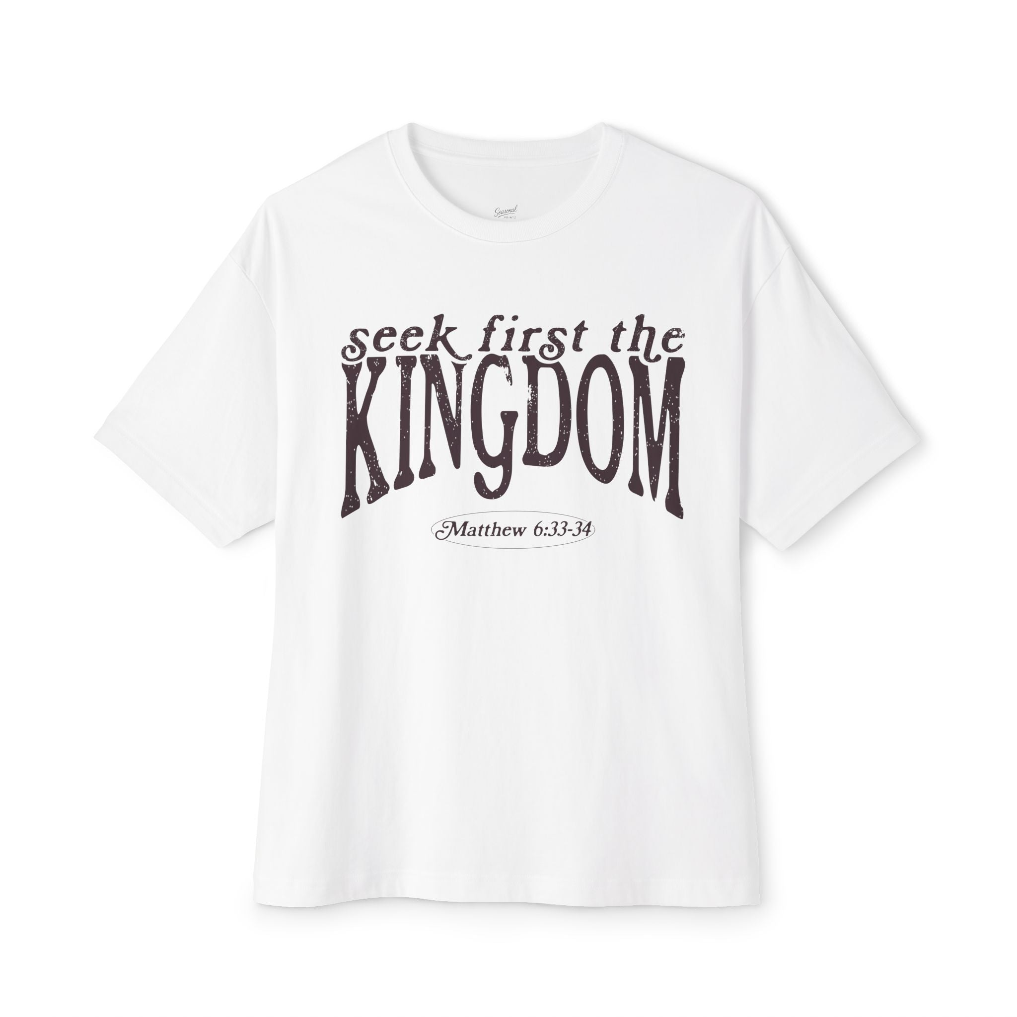 Seek First the Kingdom Boxy Tee — Faith-Inspired Floral Oversized T-Shirt