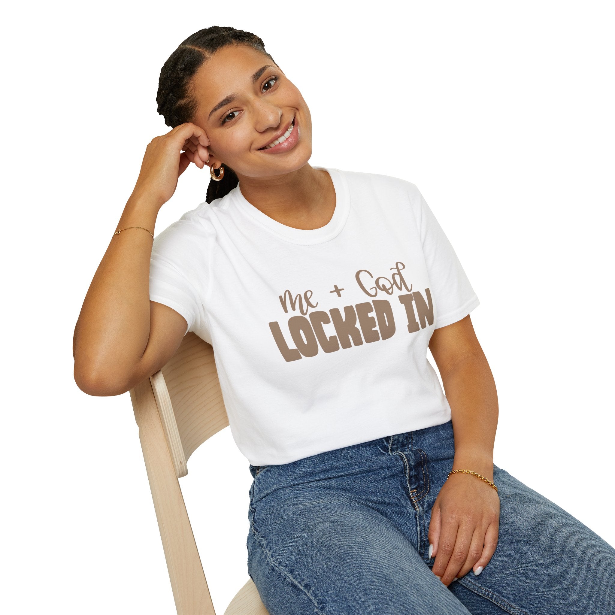 Locked In Faith T‑Shirt — "Me + God Locked In" Christian Graphic Tee