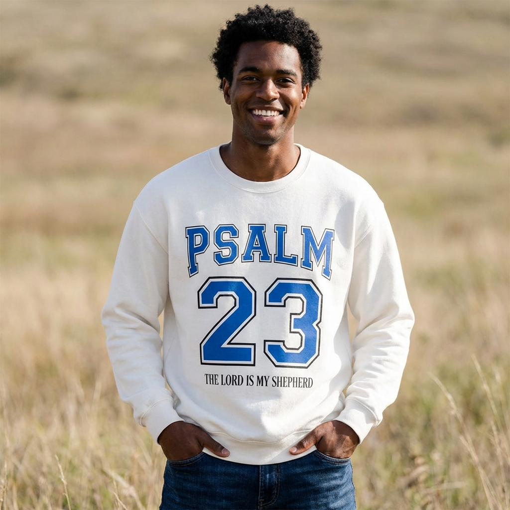 Psalm 23 Crewneck Sweatshirt — The Lord Is My Shepherd Christian Pullover