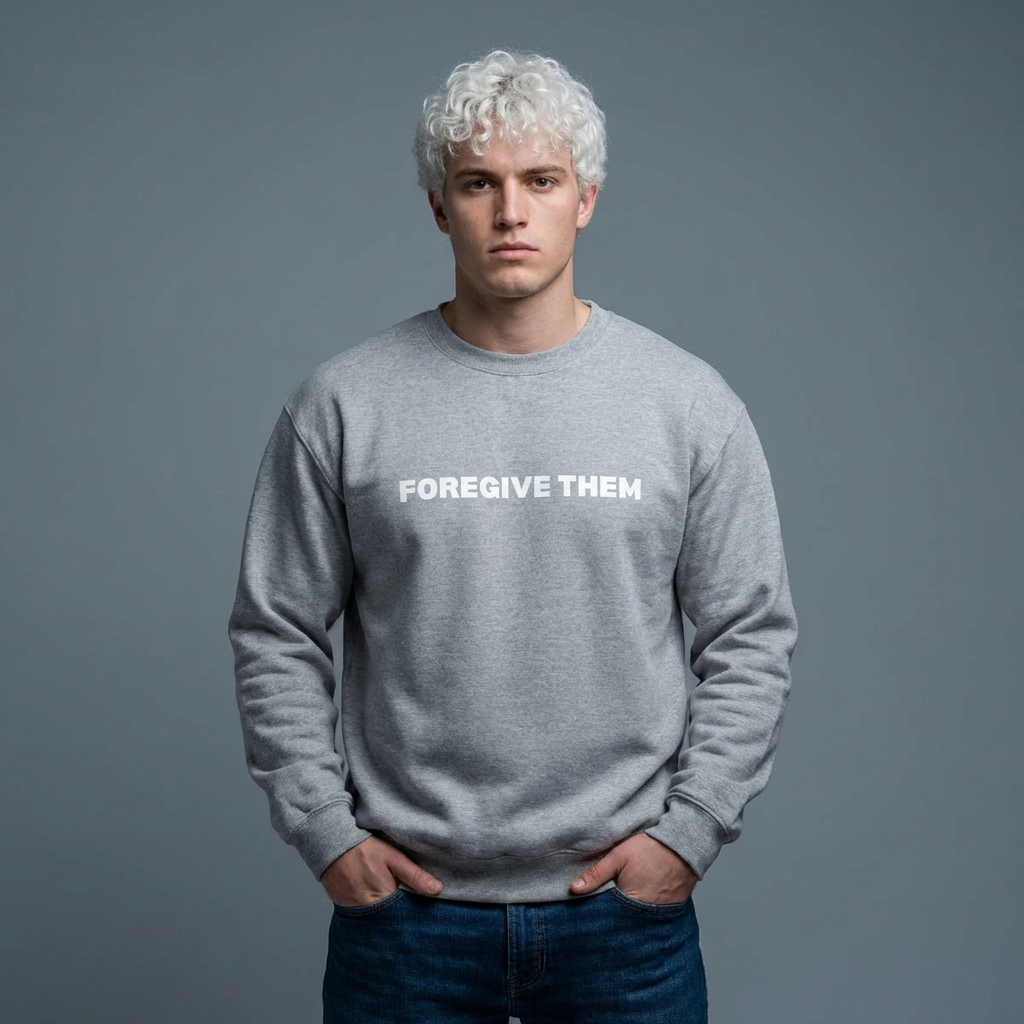 Crewneck Sweatshirt - "Forgive Them" Minimalist Black Pullover