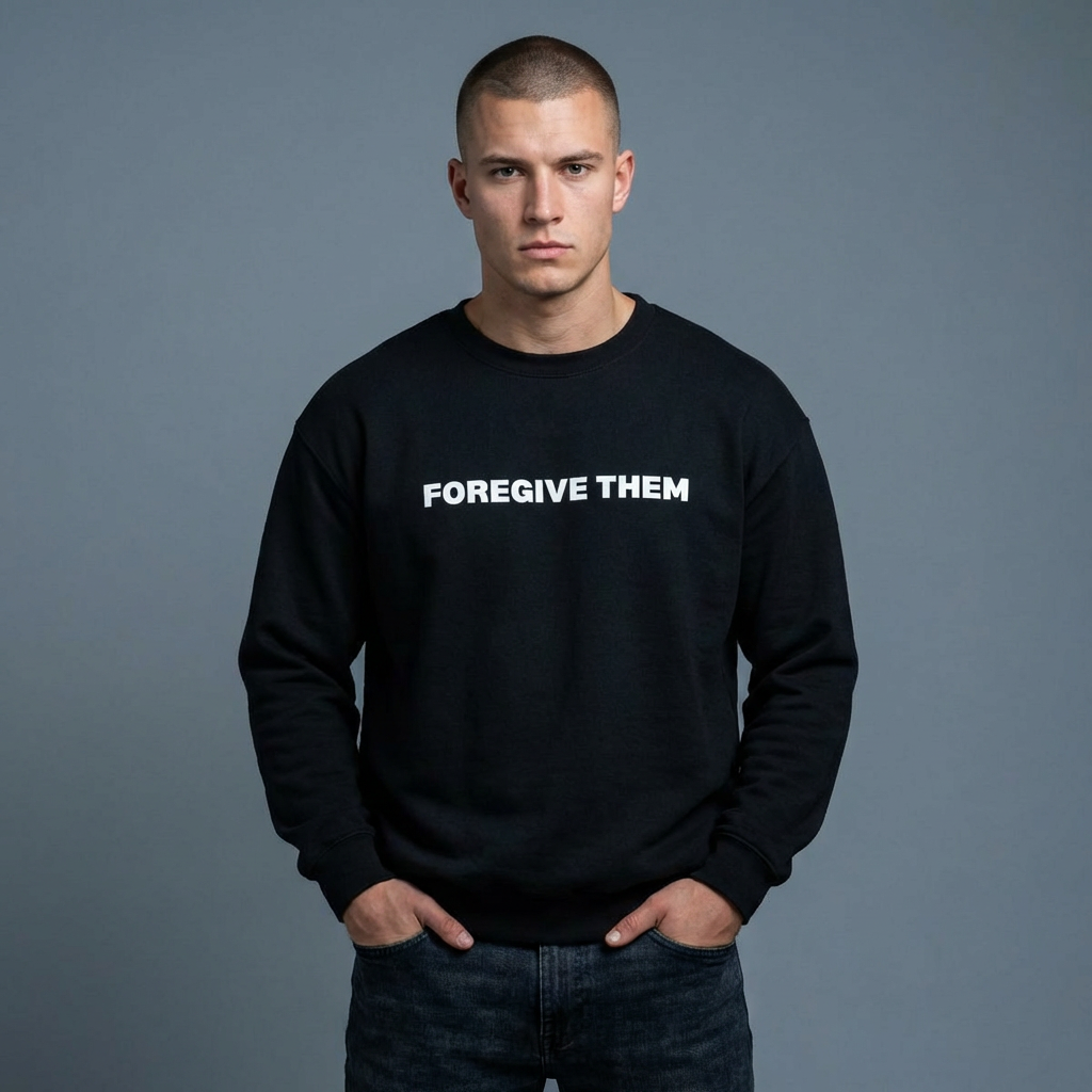 Crewneck Sweatshirt - "Forgive Them" Minimalist Black Pullover