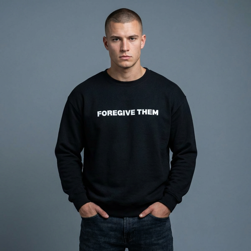 Crewneck Sweatshirt - "Forgive Them" Minimalist Black Pullover