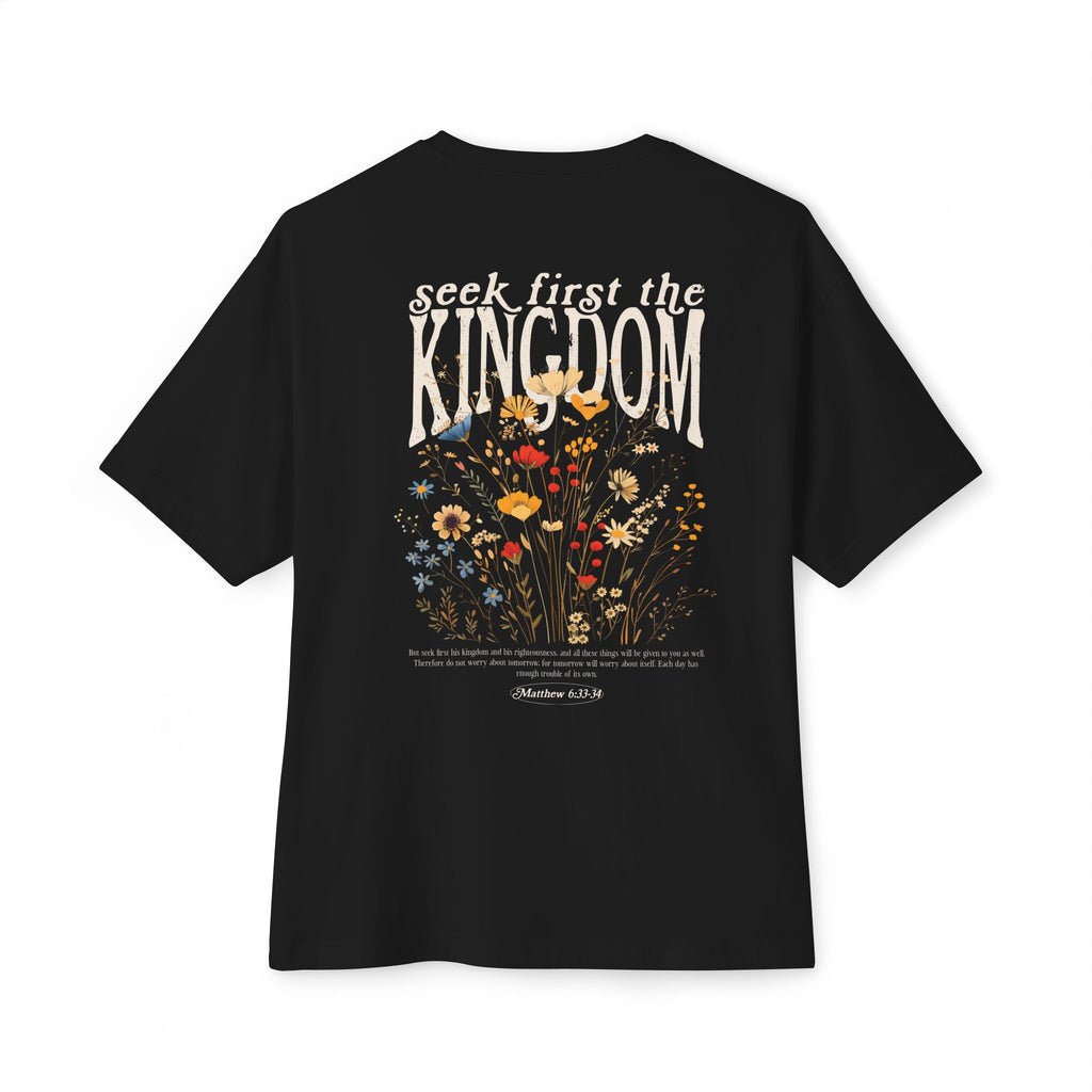 Seek First the Kingdom Tee — Matthew 6:33 Floral Christian Graphic T‑Shirt