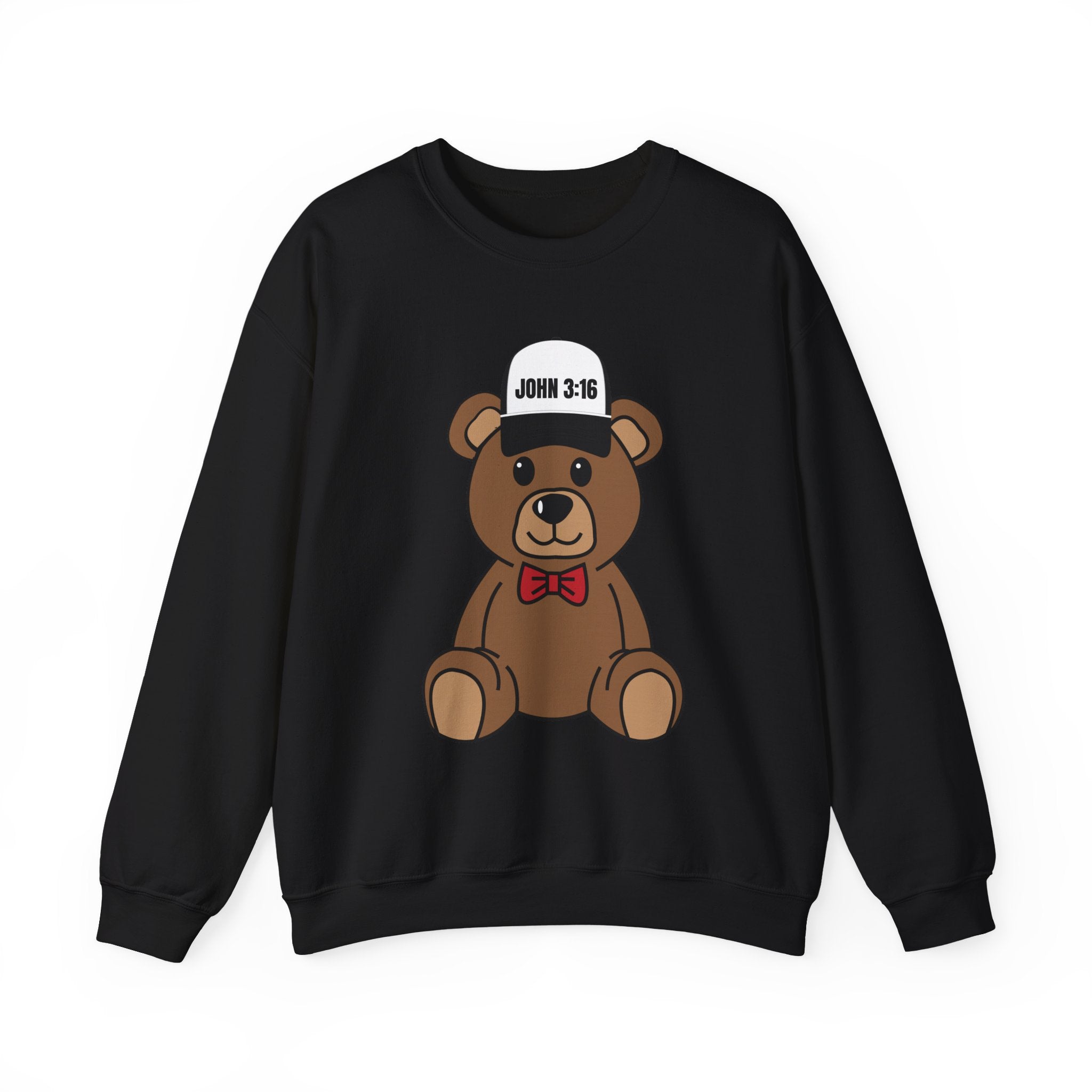 Teddy Bear Sweatshirt — Cute John 3:16 Religious Crewneck